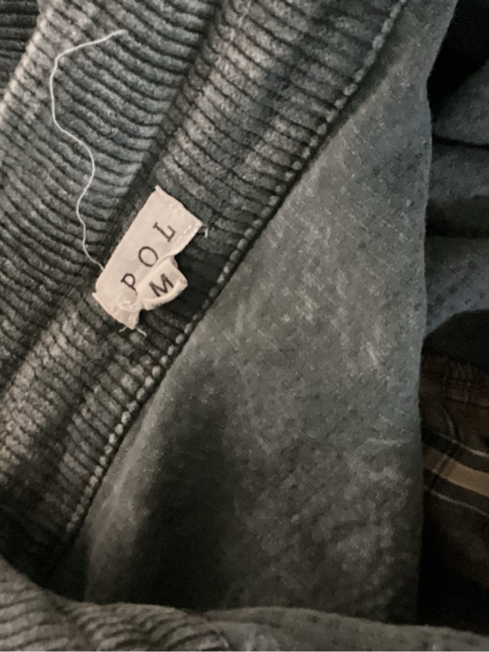 POL Washed Gray Corduroy Shirt Jacket with Patchwork - Picture 3 of 8